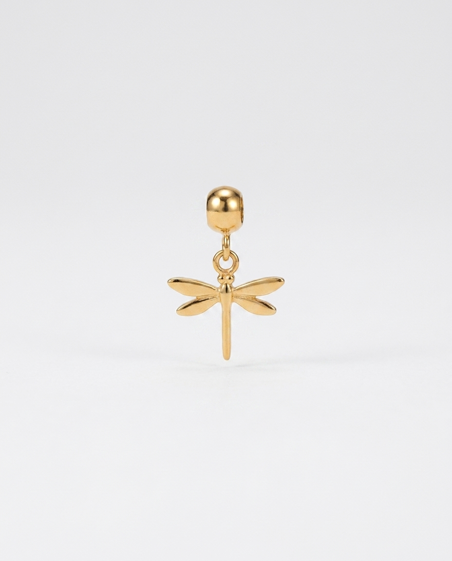 Dragonfly gold charm pendant hero