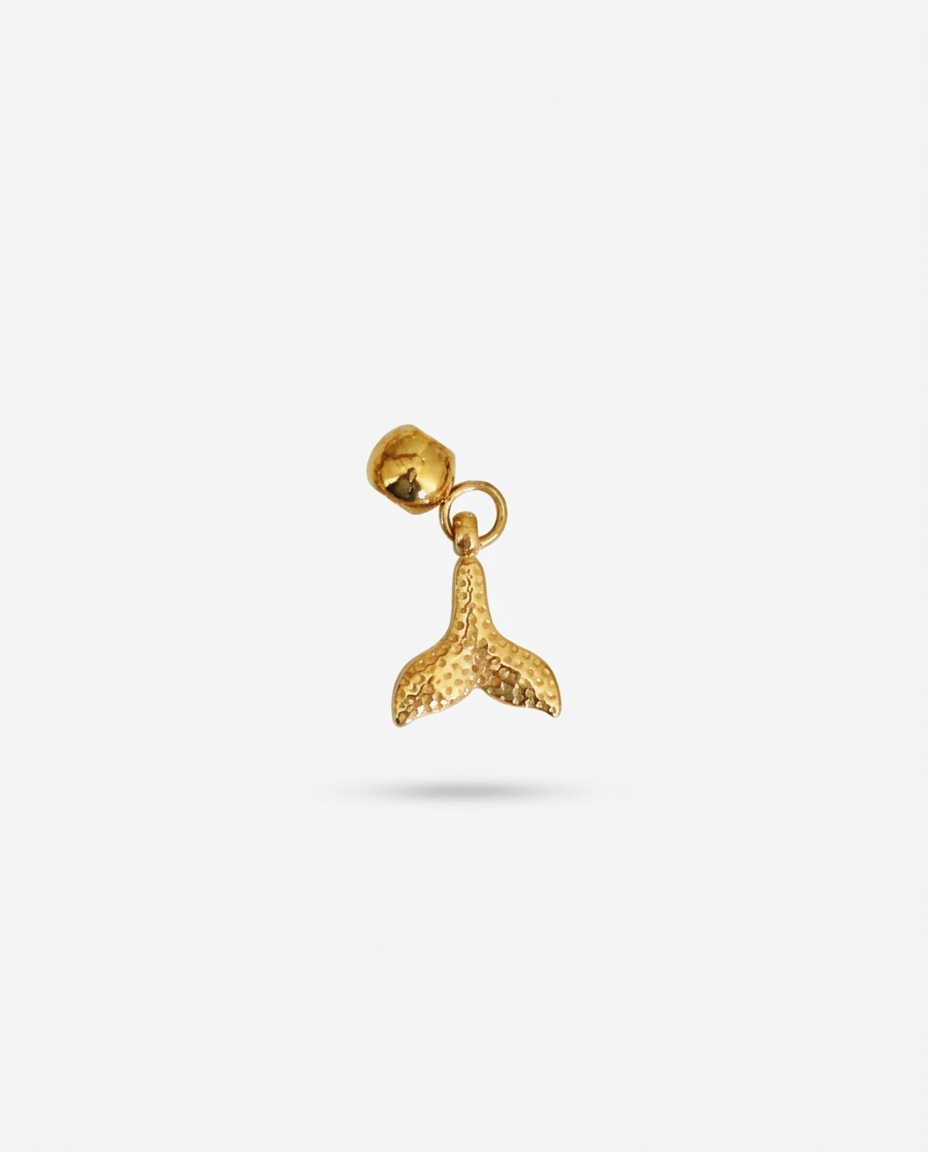 Mermaid tail gold charm pendant hero