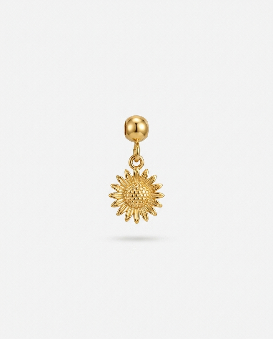 Sunflower gold charm pendant hero