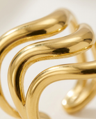 Gold Wave Statement Ring macro detail