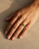 Gaia Textured Gold Ring warm on hand