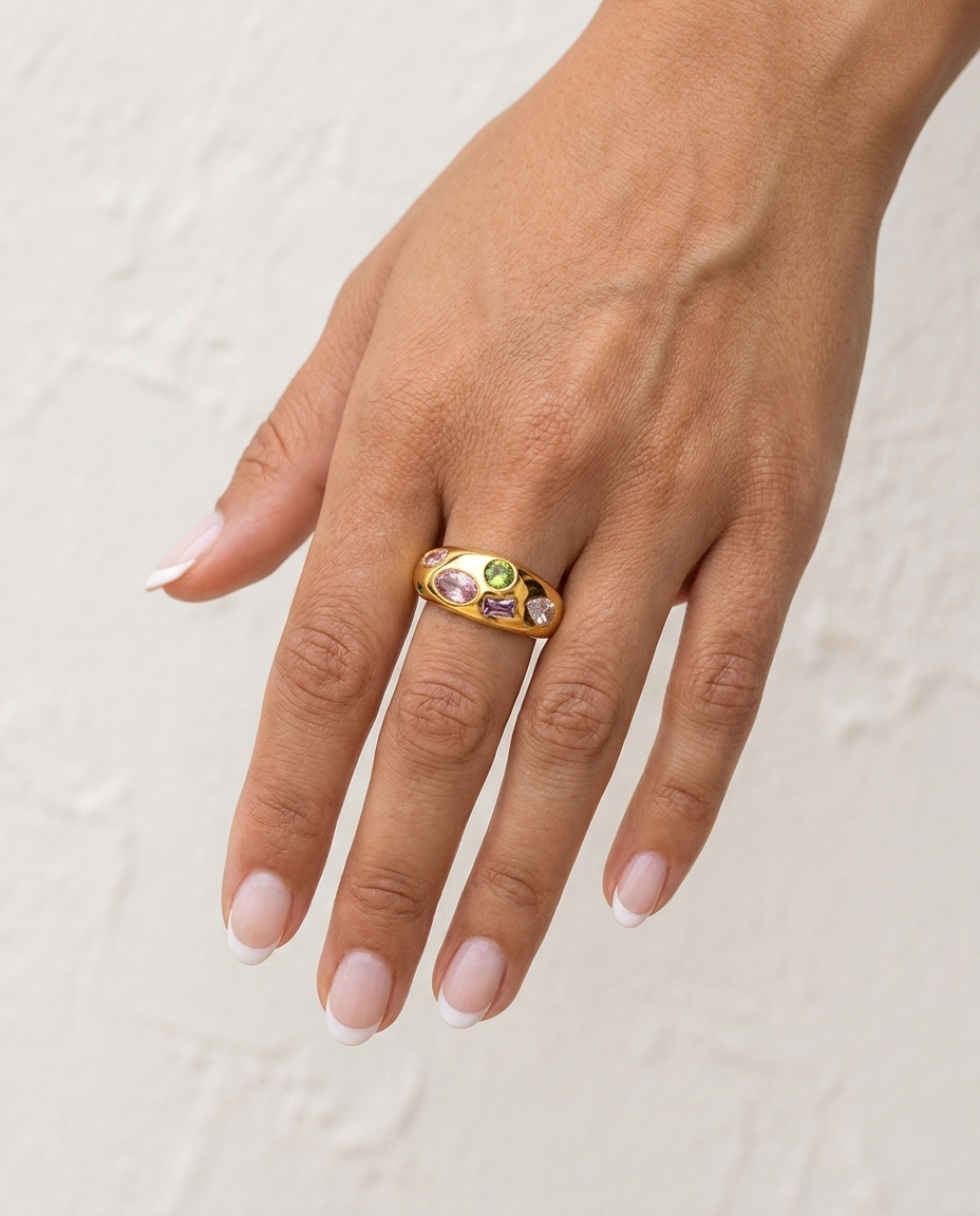 Solana Gem Ring cream wall hand