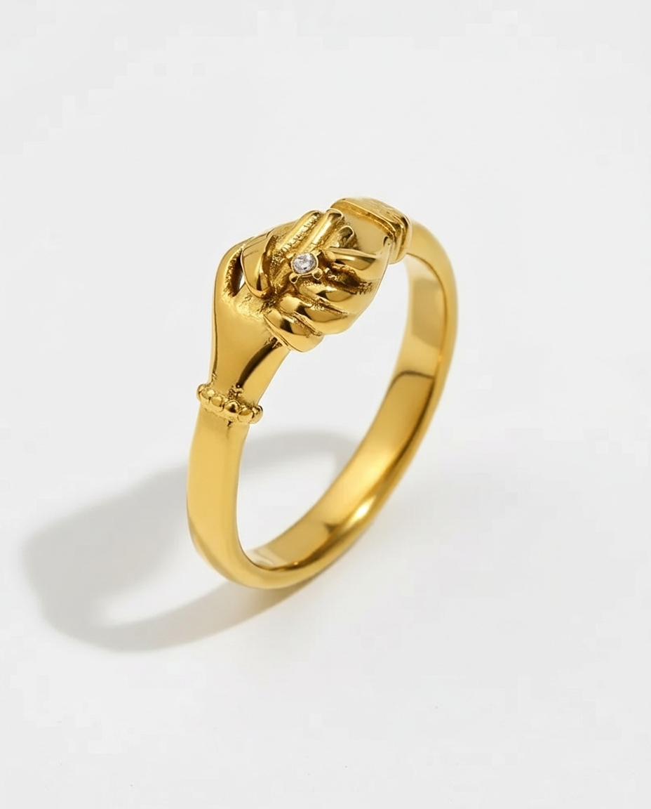 Gold Handshake Ring hero packshot
