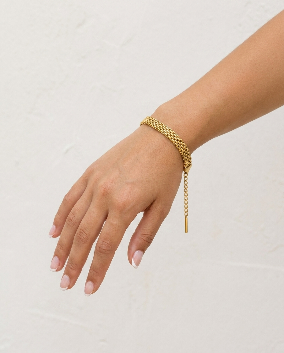 Siena Chain Bracelet on wrist plaster wall