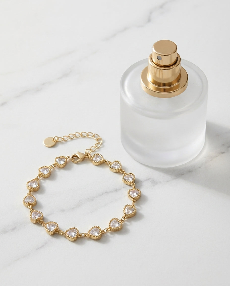 The Lune Bracelet marble flatlay