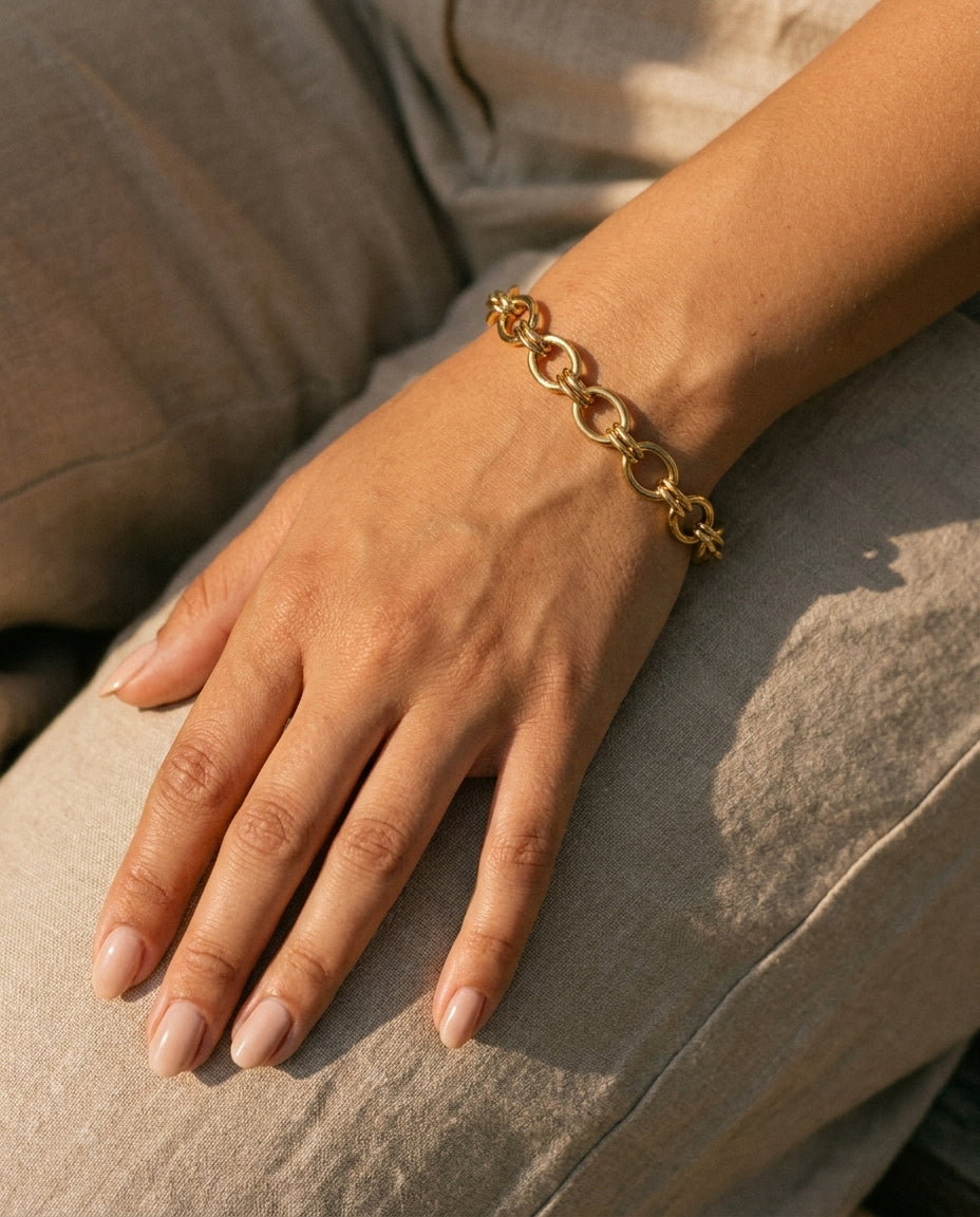 Anais Link Bracelet warm on wrist