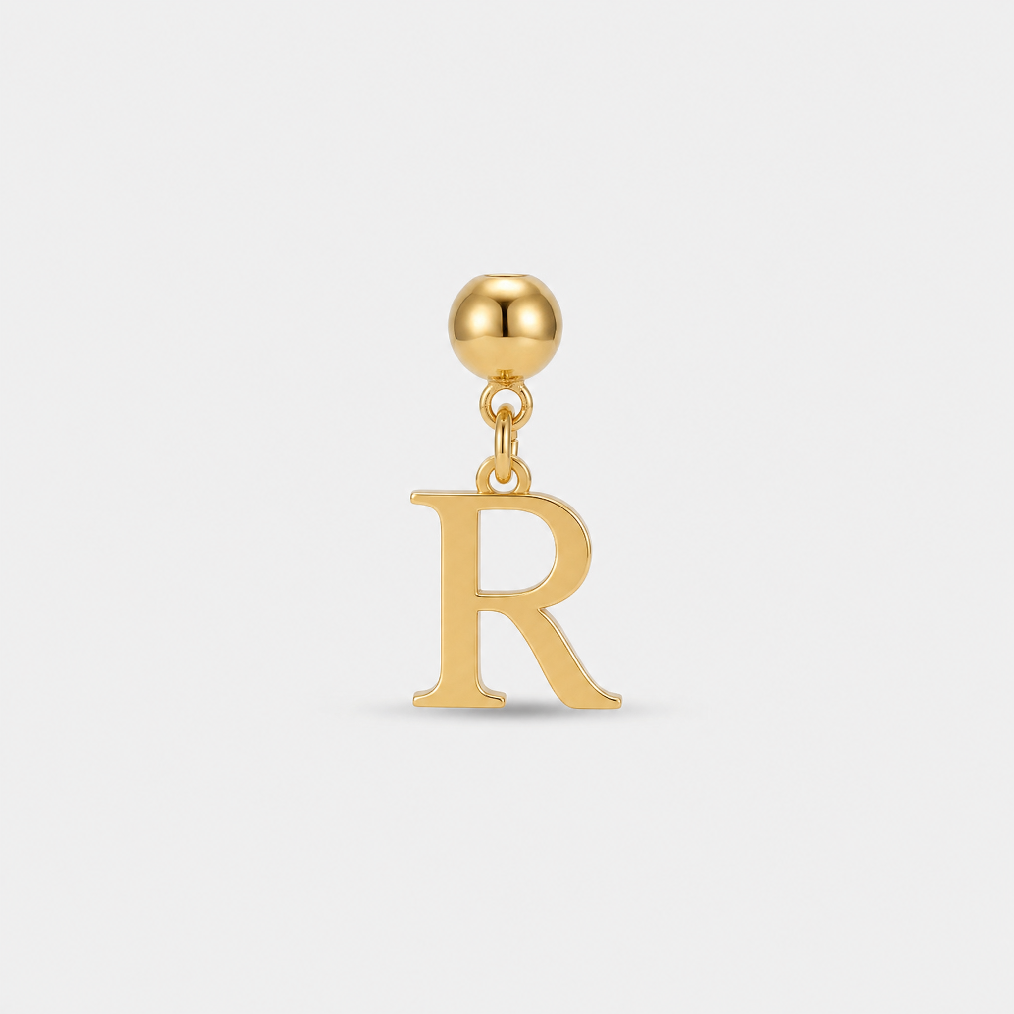Gold initial letter R charm pendant