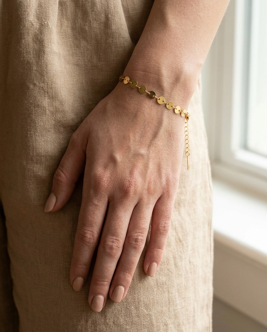Éloïse Round Chain Bracelet on wrist