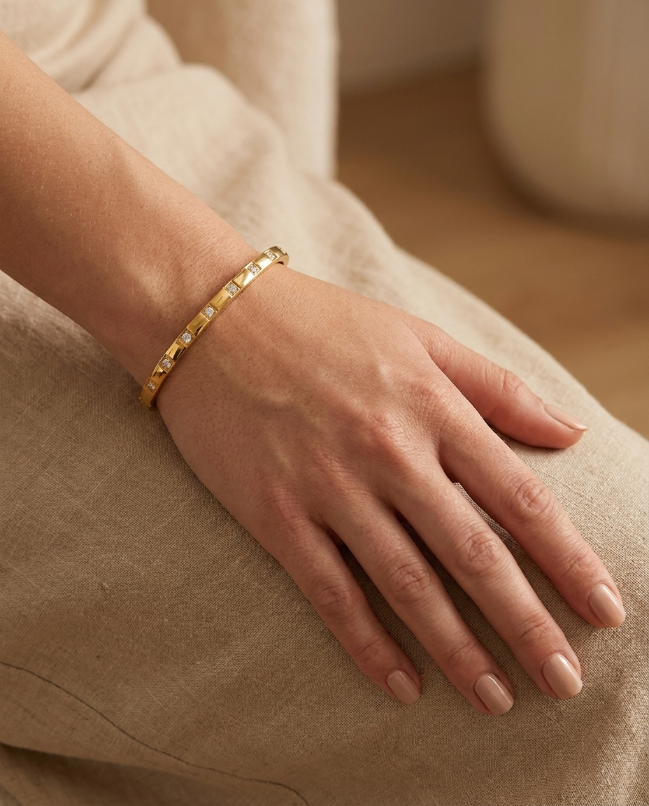Zircon Bangle on wrist