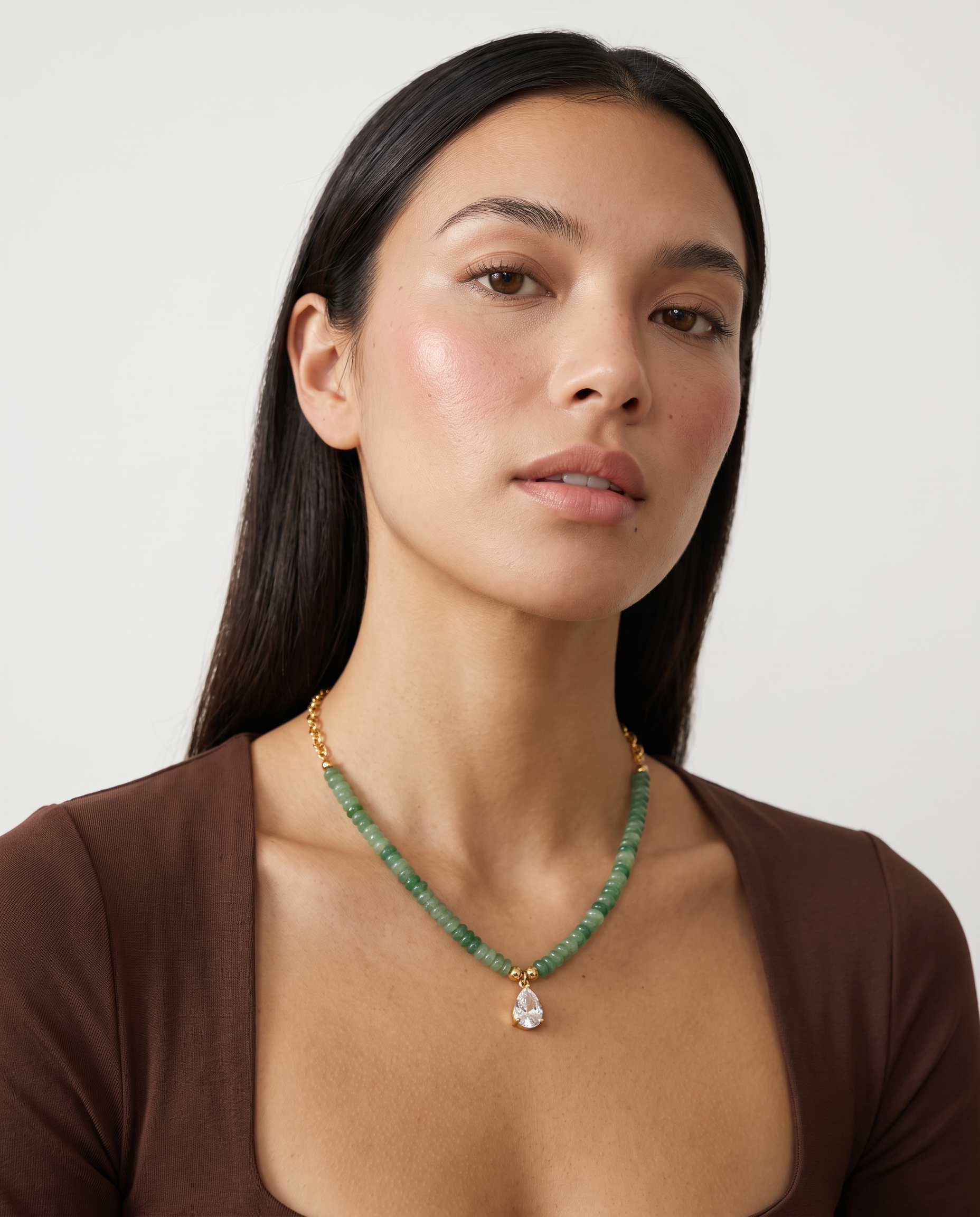 Ondine necklace worn on model