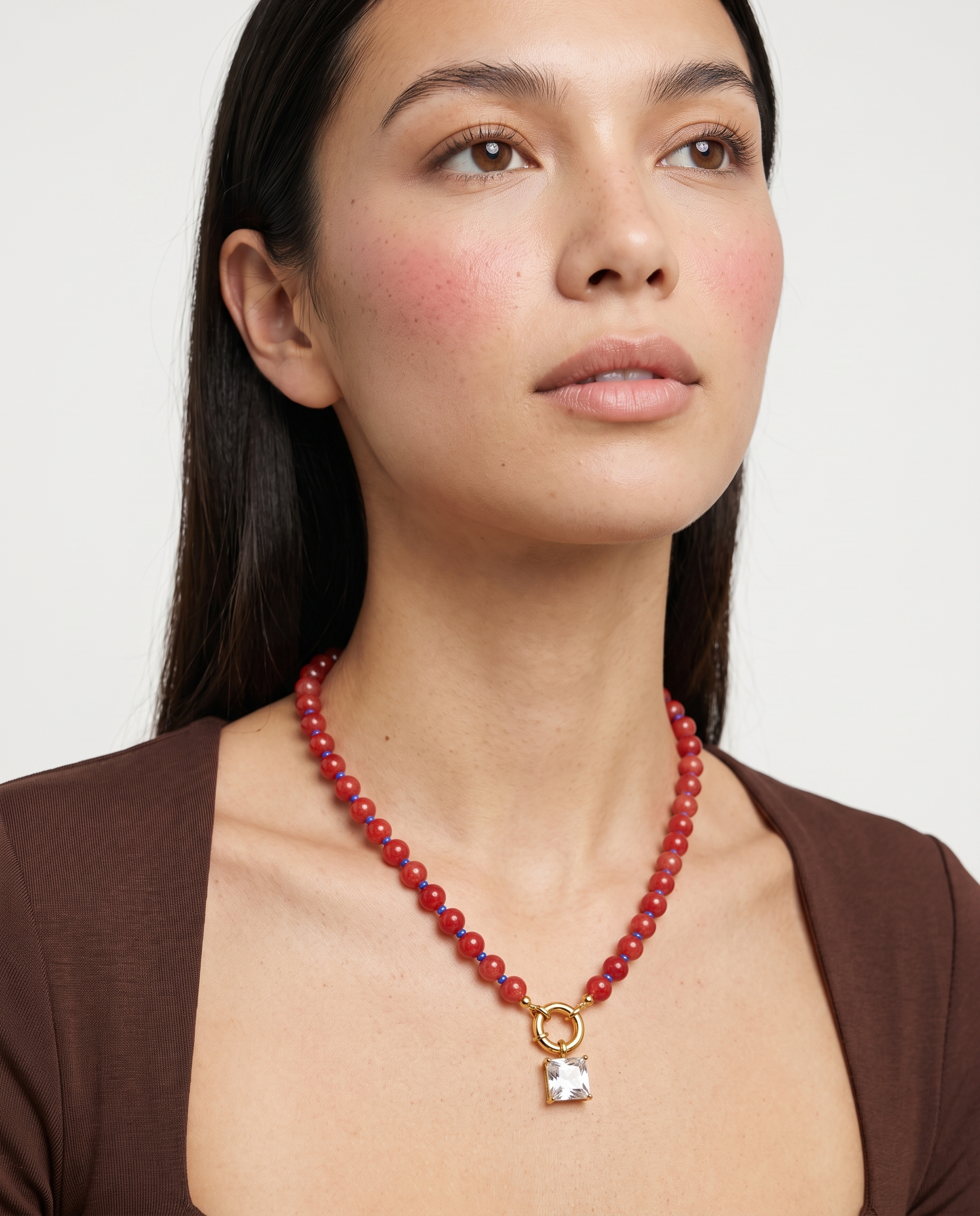 Sabine necklace worn on model