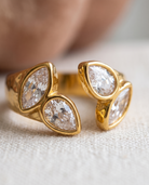 Agathe open zircon ring macro detail