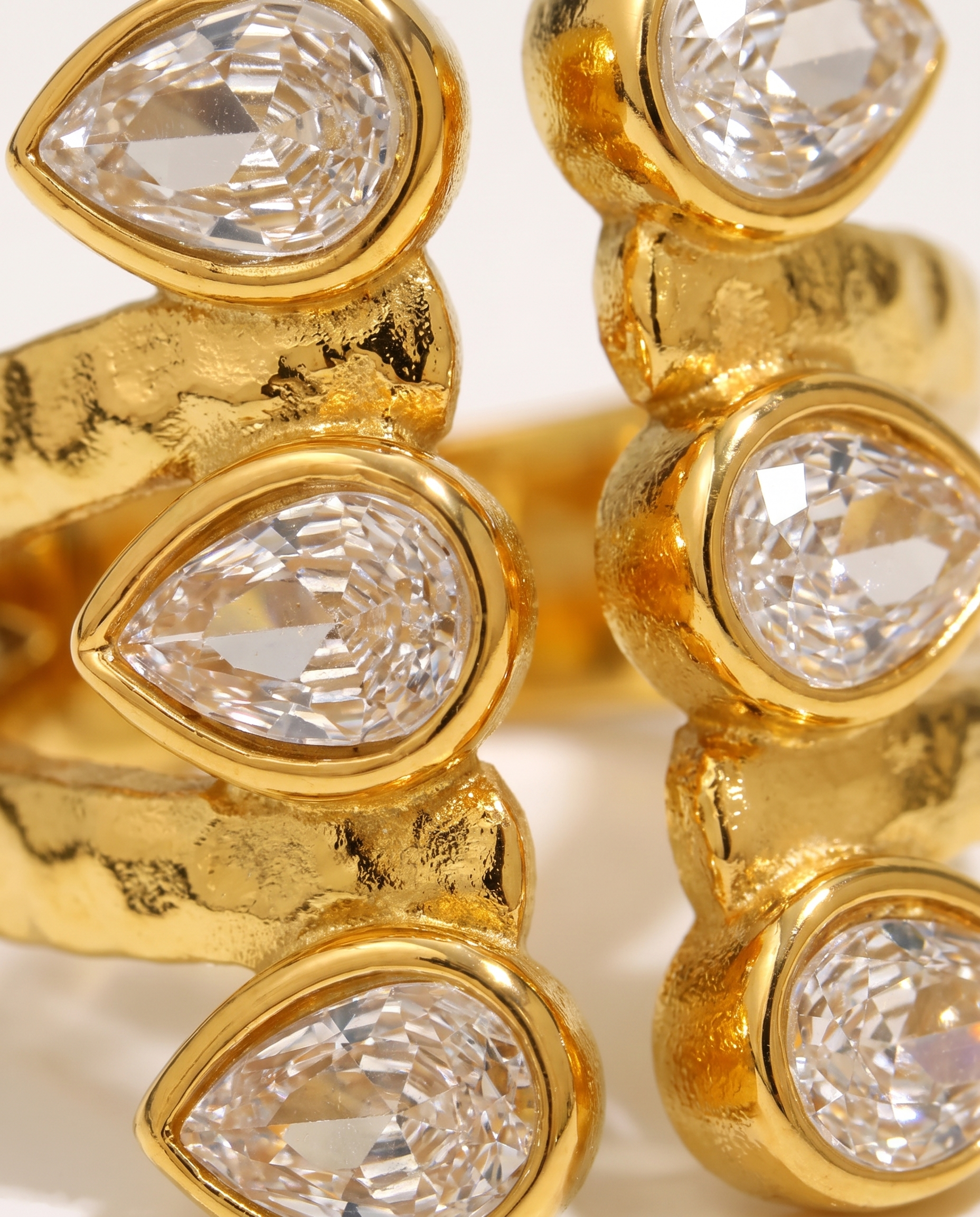 Adele zircon open ring macro detail
