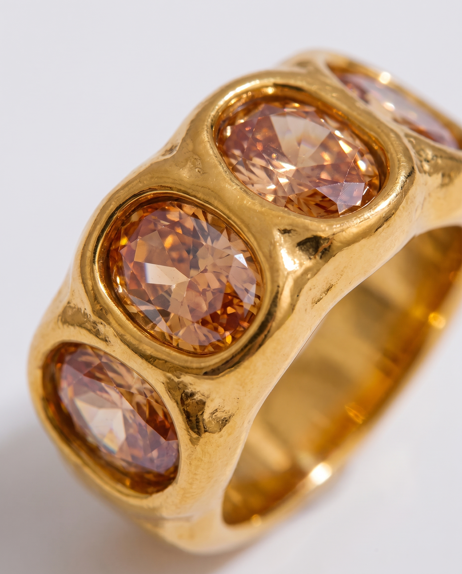 Clemence gold champagne zircon ring macro detail