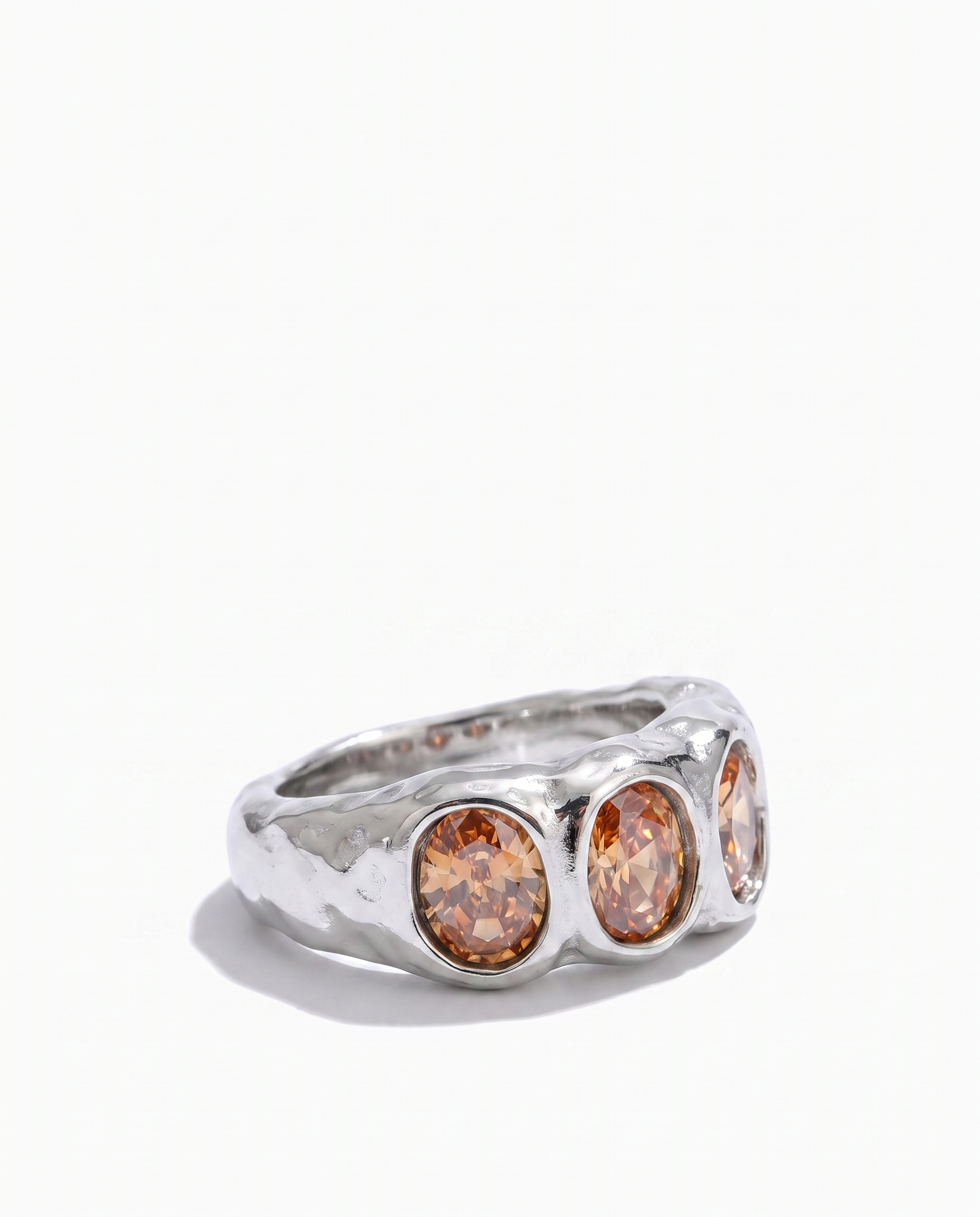 Clemence silver champagne zircon ring side profile