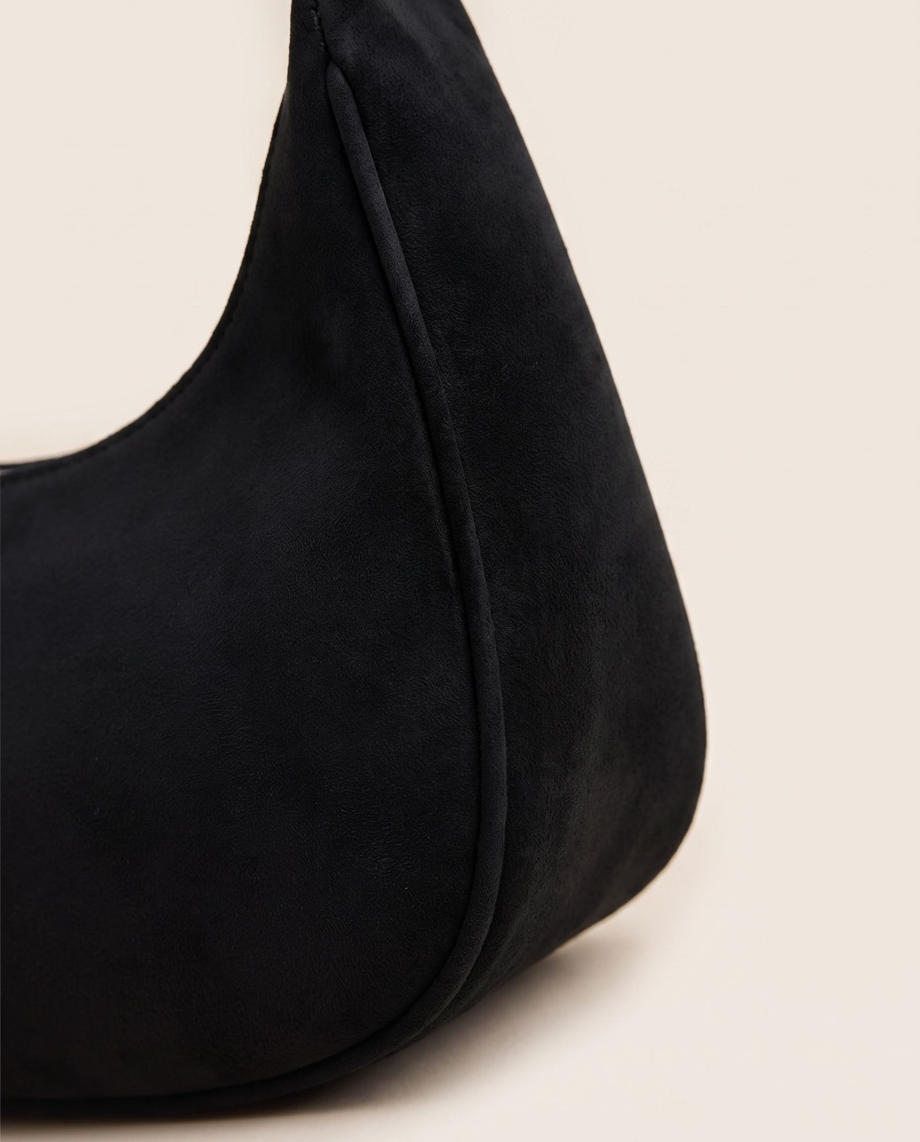 Salome black suede baguette bag suede detail