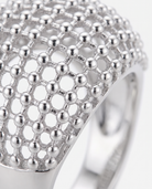 Maille silver dome ring openwork macro detail