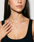 Goutte teardrop zircon necklace editorial studio flash