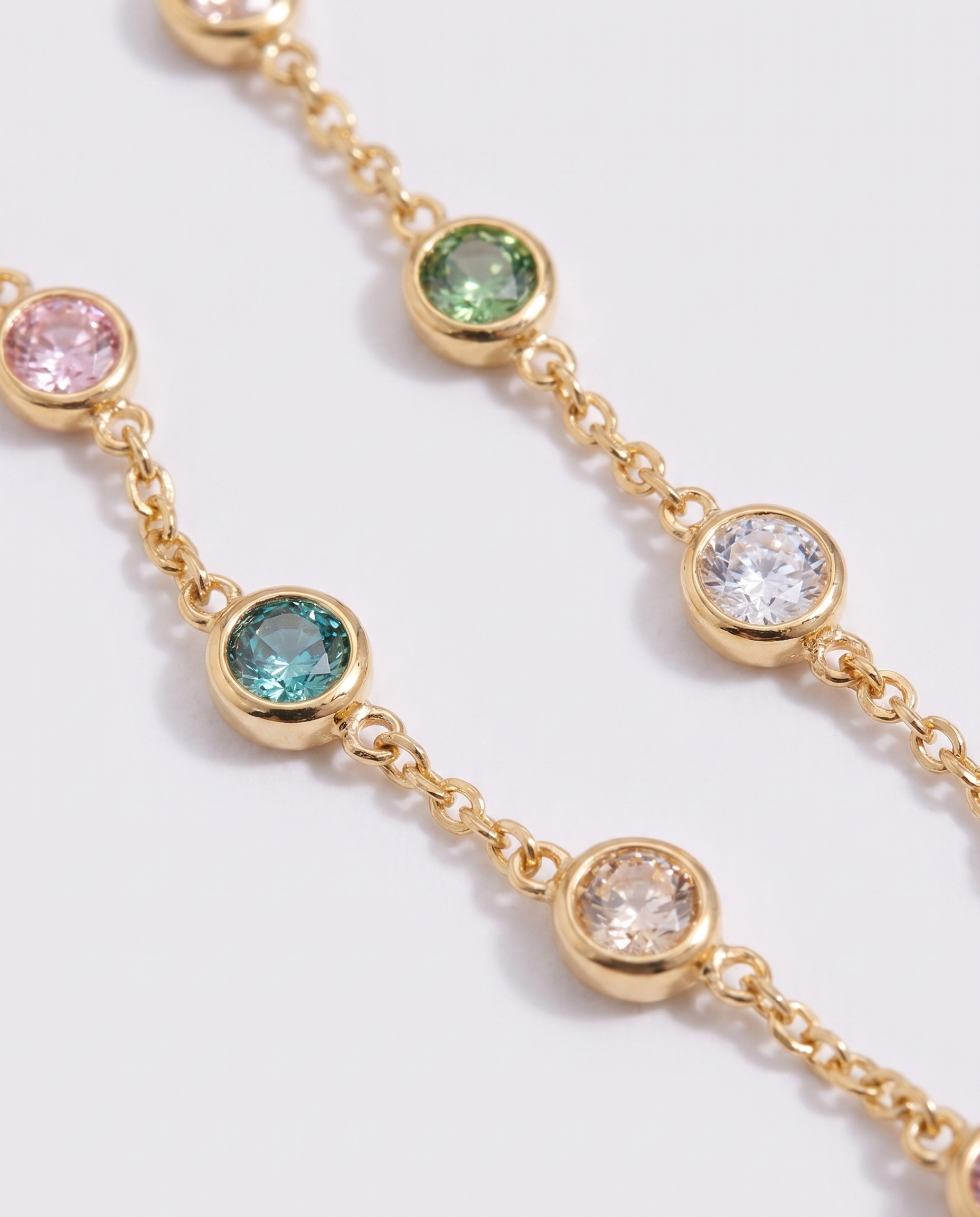 Prisme coloured zircon necklace macro detail