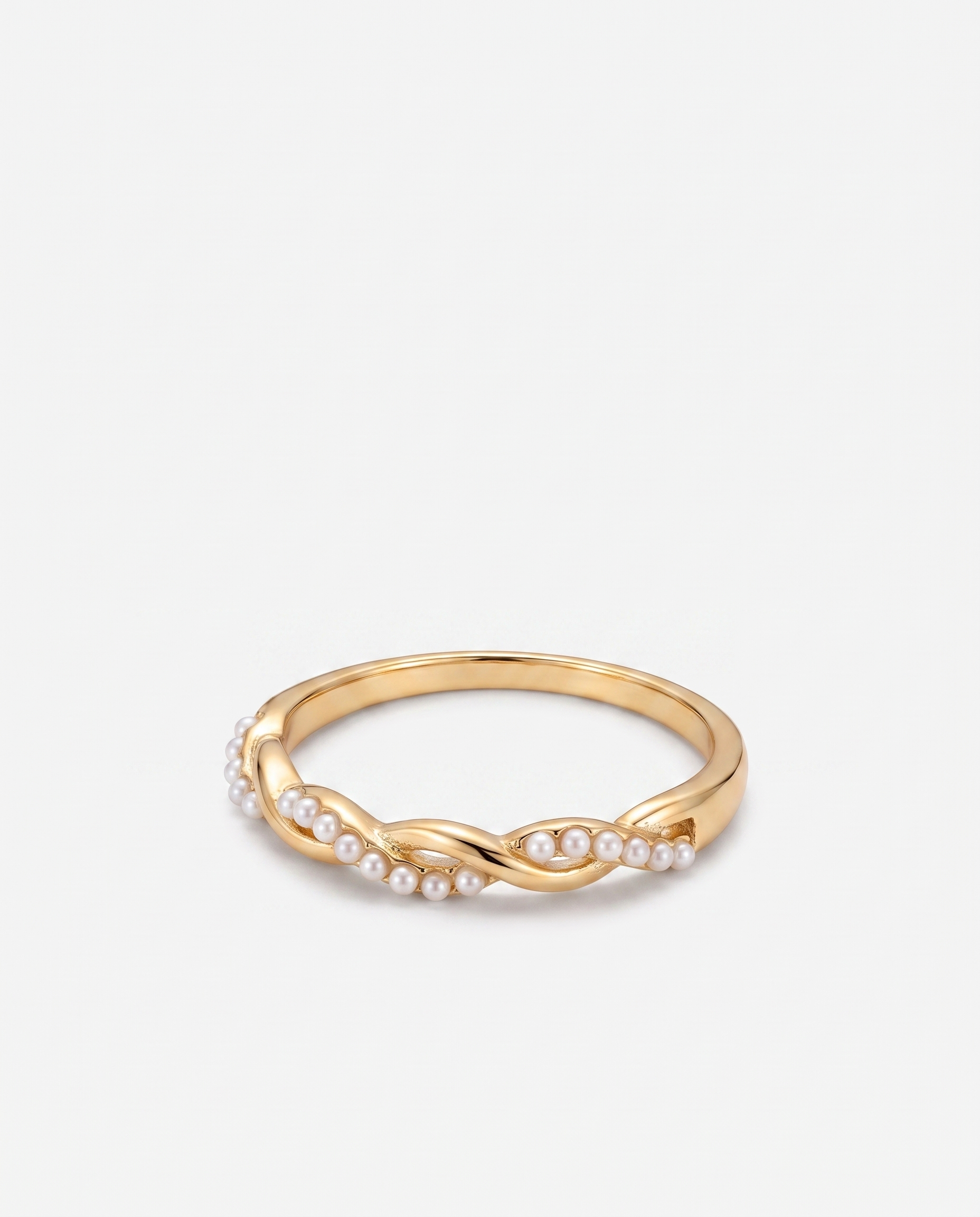 Torsade twisted pearl ring side profile