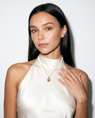 Caillou green stone necklace editorial studio flash
