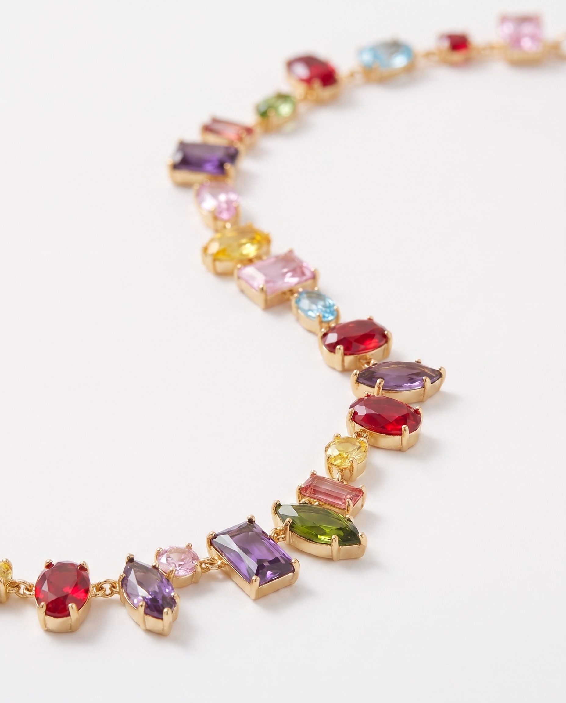 Iris colourful crystal necklace macro detail of the stones