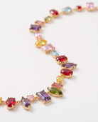 Iris colourful crystal necklace macro detail of the stones