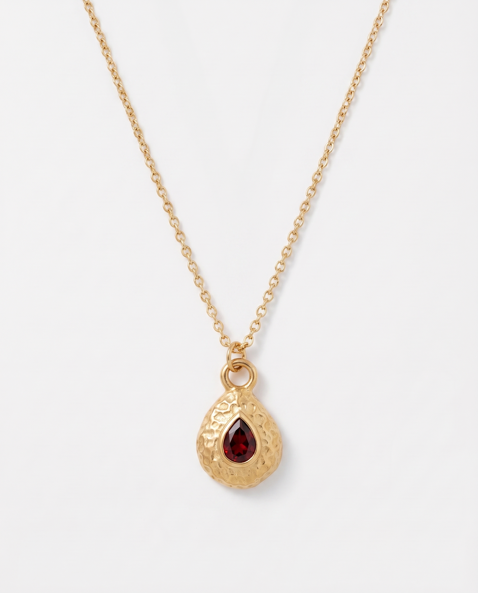 Birthstone necklace January garnet red teardrop
