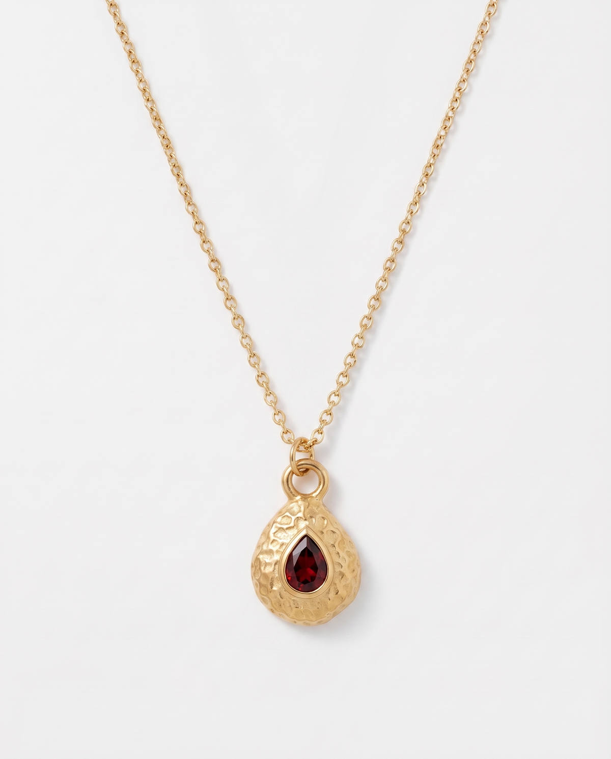 Birthstone necklace January garnet red teardrop