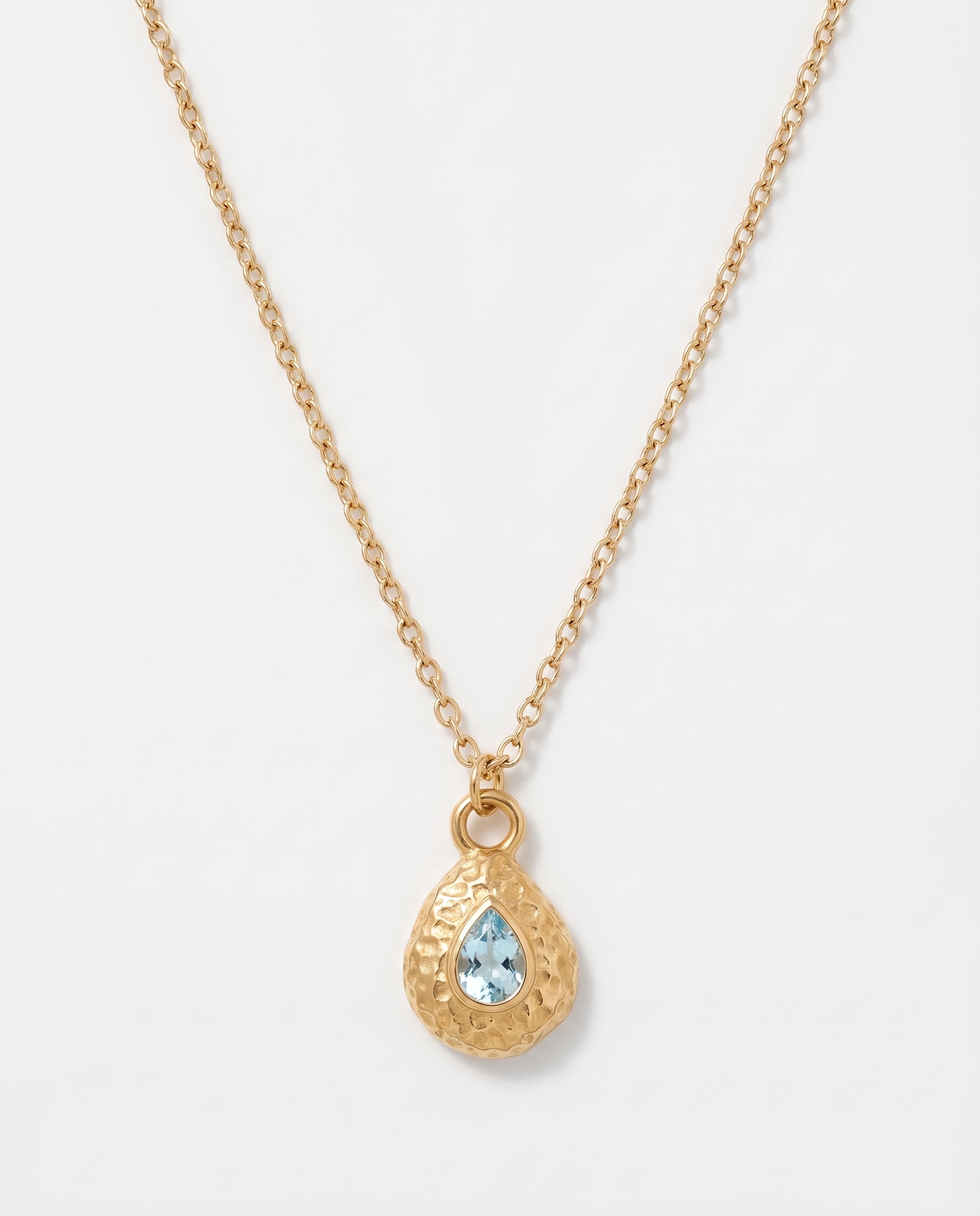 Birthstone necklace March aquamarine teardrop