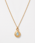 Birthstone necklace March aquamarine teardrop