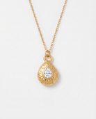 Birthstone necklace April clear diamond teardrop