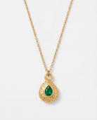 Birthstone necklace May emerald green teardrop