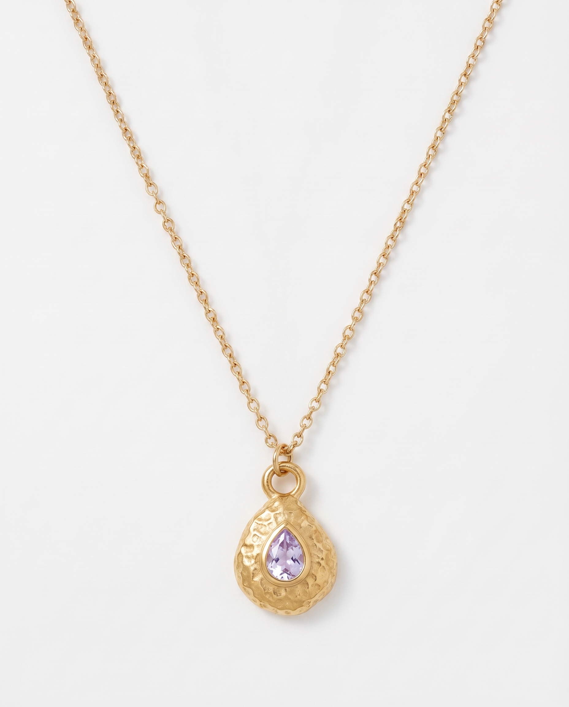 Birthstone necklace June lavender teardrop