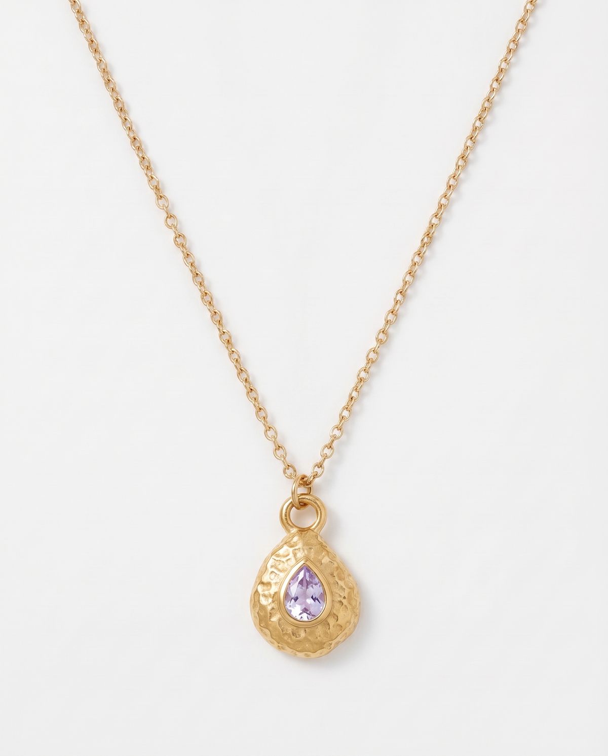 Birthstone necklace June lavender teardrop