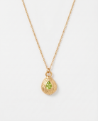 Birthstone necklace August peridot green teardrop