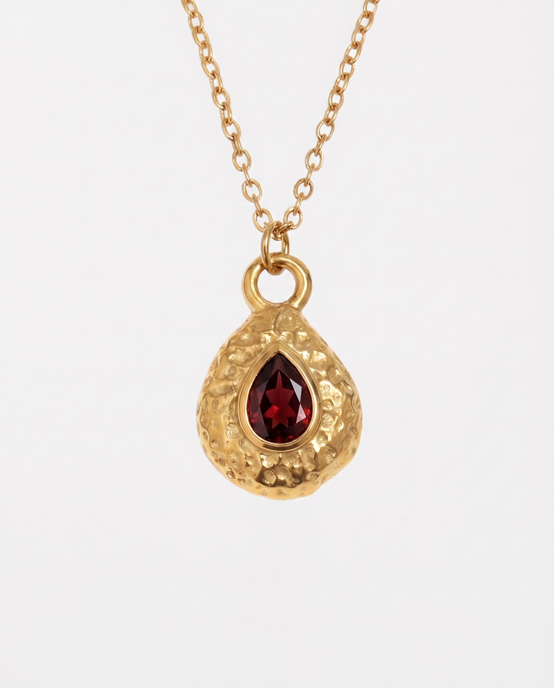 January garnet necklace macro