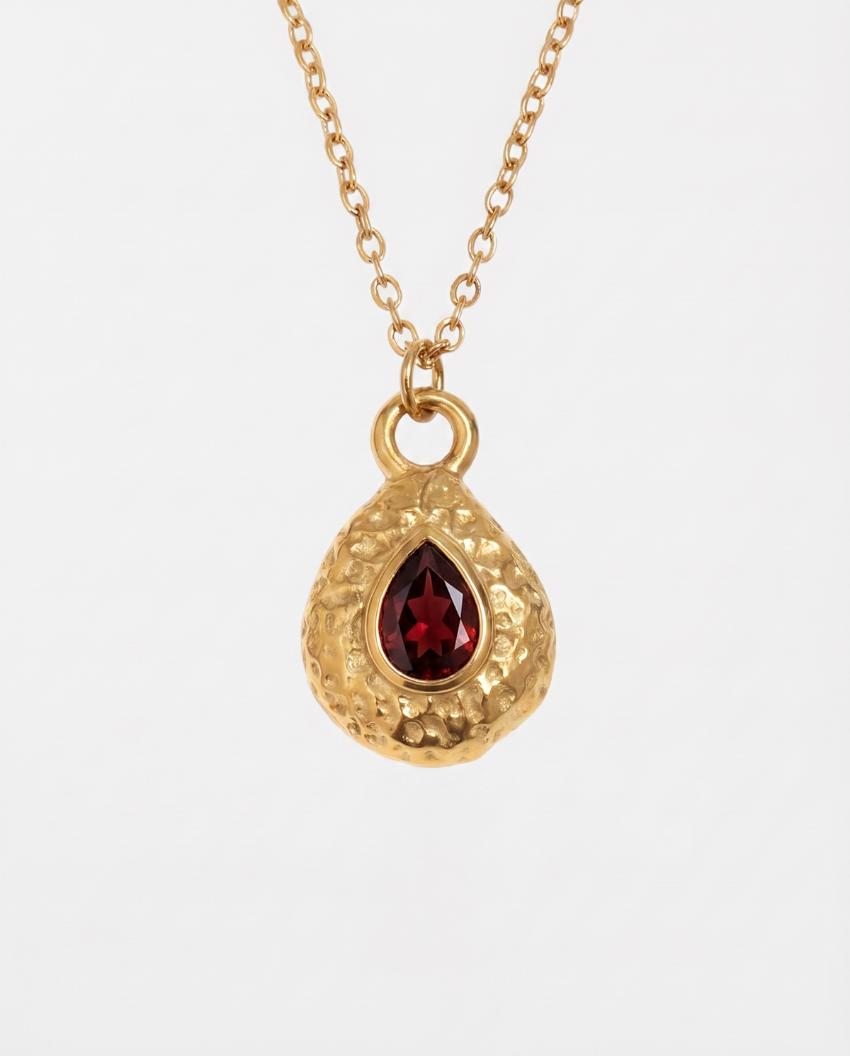 January garnet necklace macro