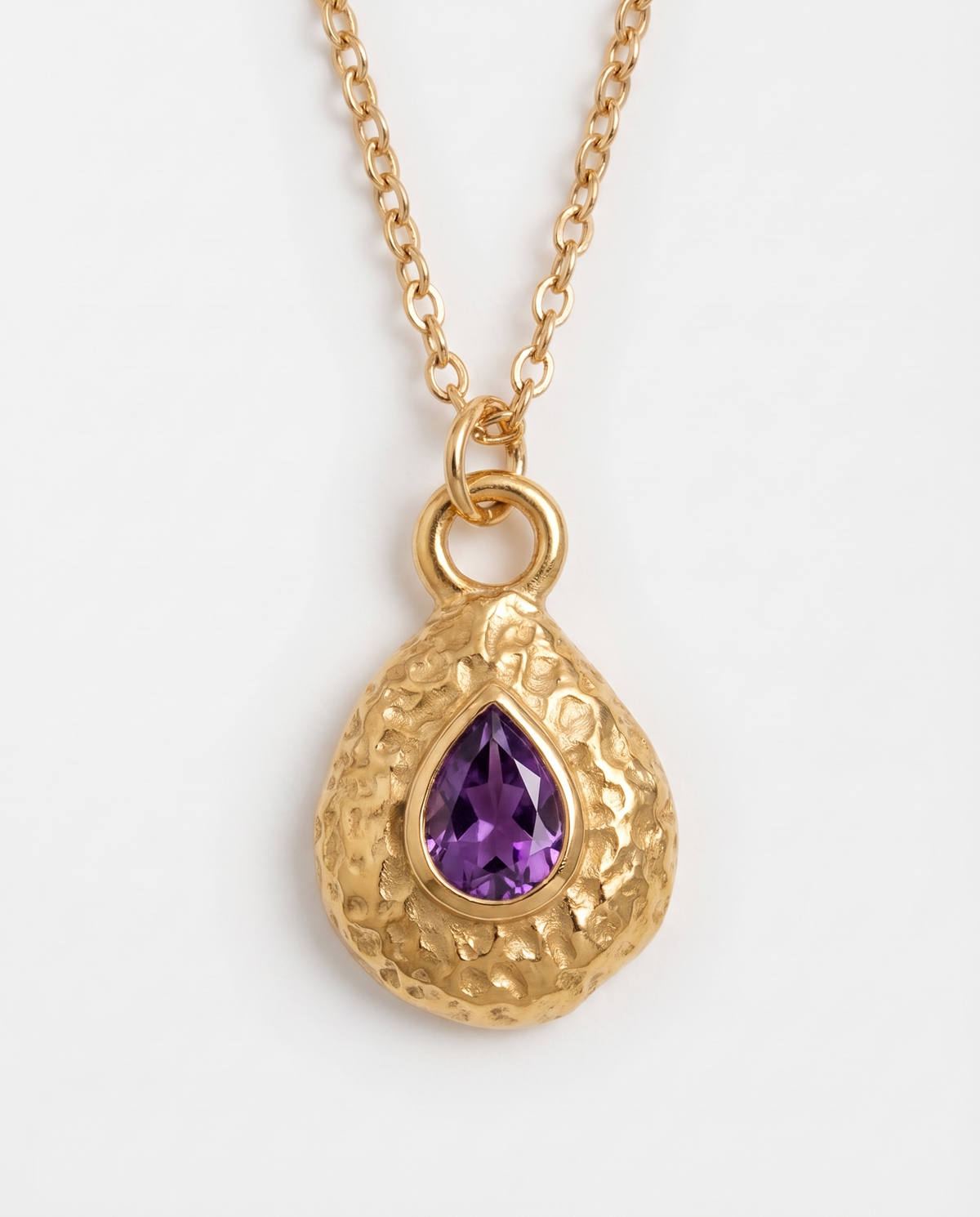 February amethyst necklace macro
