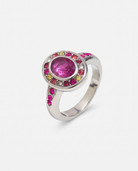 Colette silver colour zircon ring on off white background