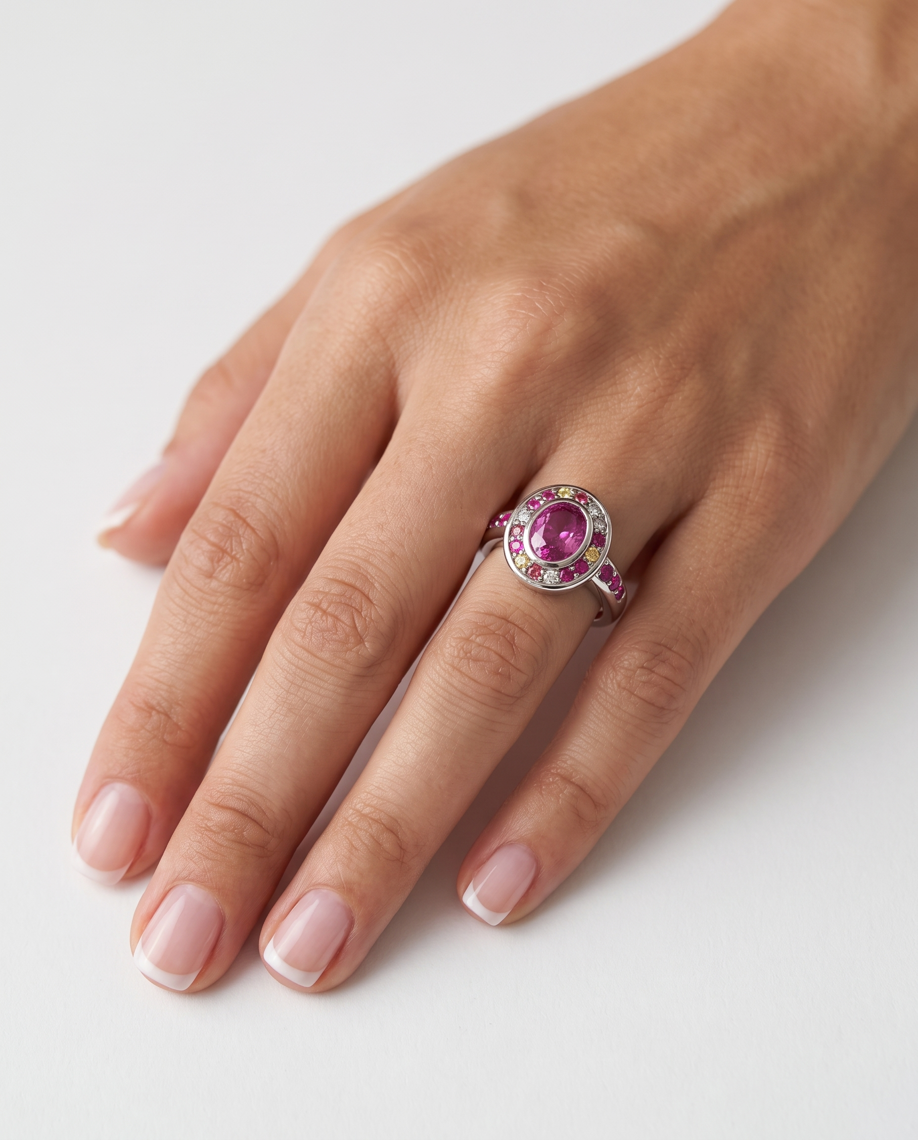 Colette silver ring worn on hand