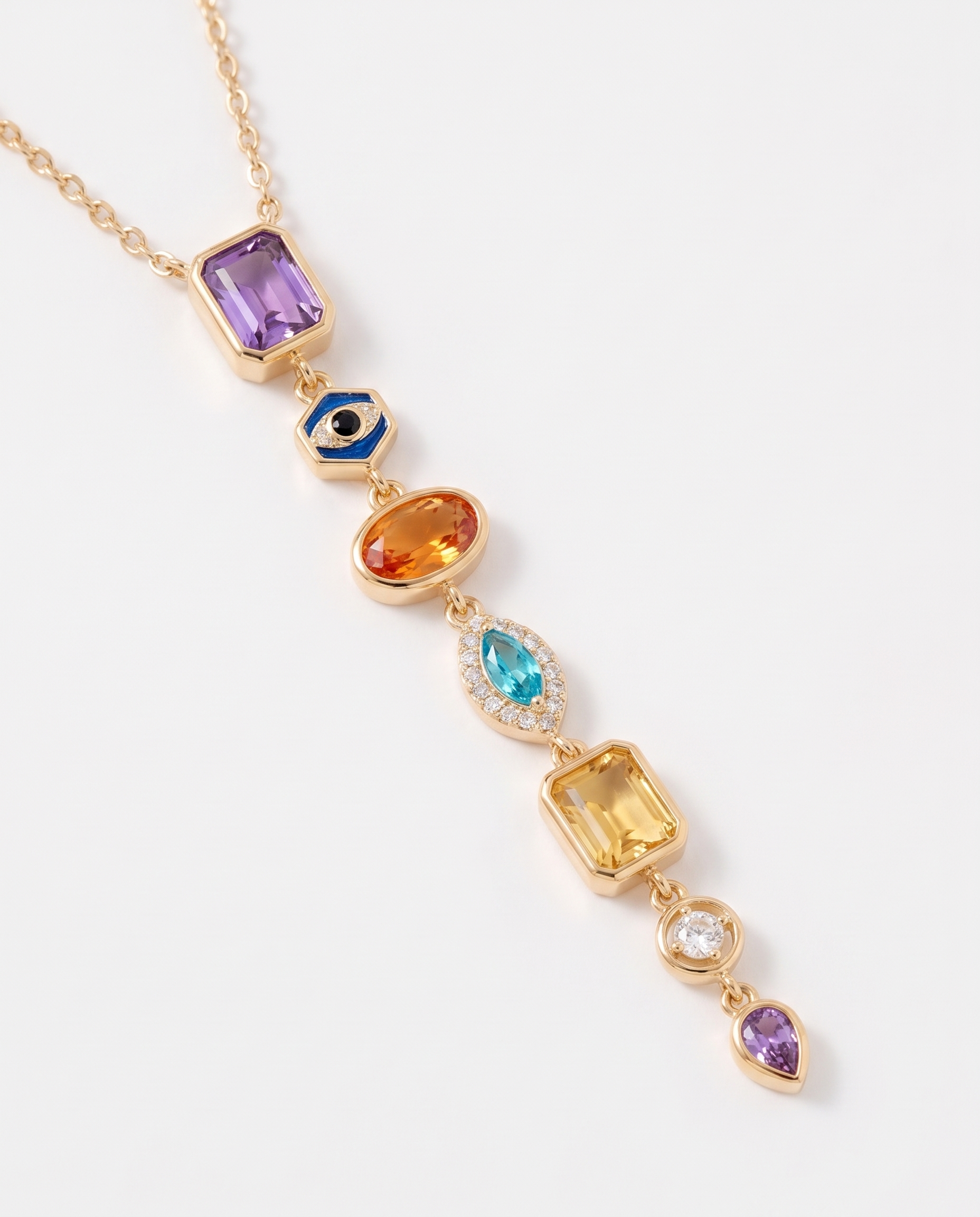 Celeste colourful gemstone necklace macro detail