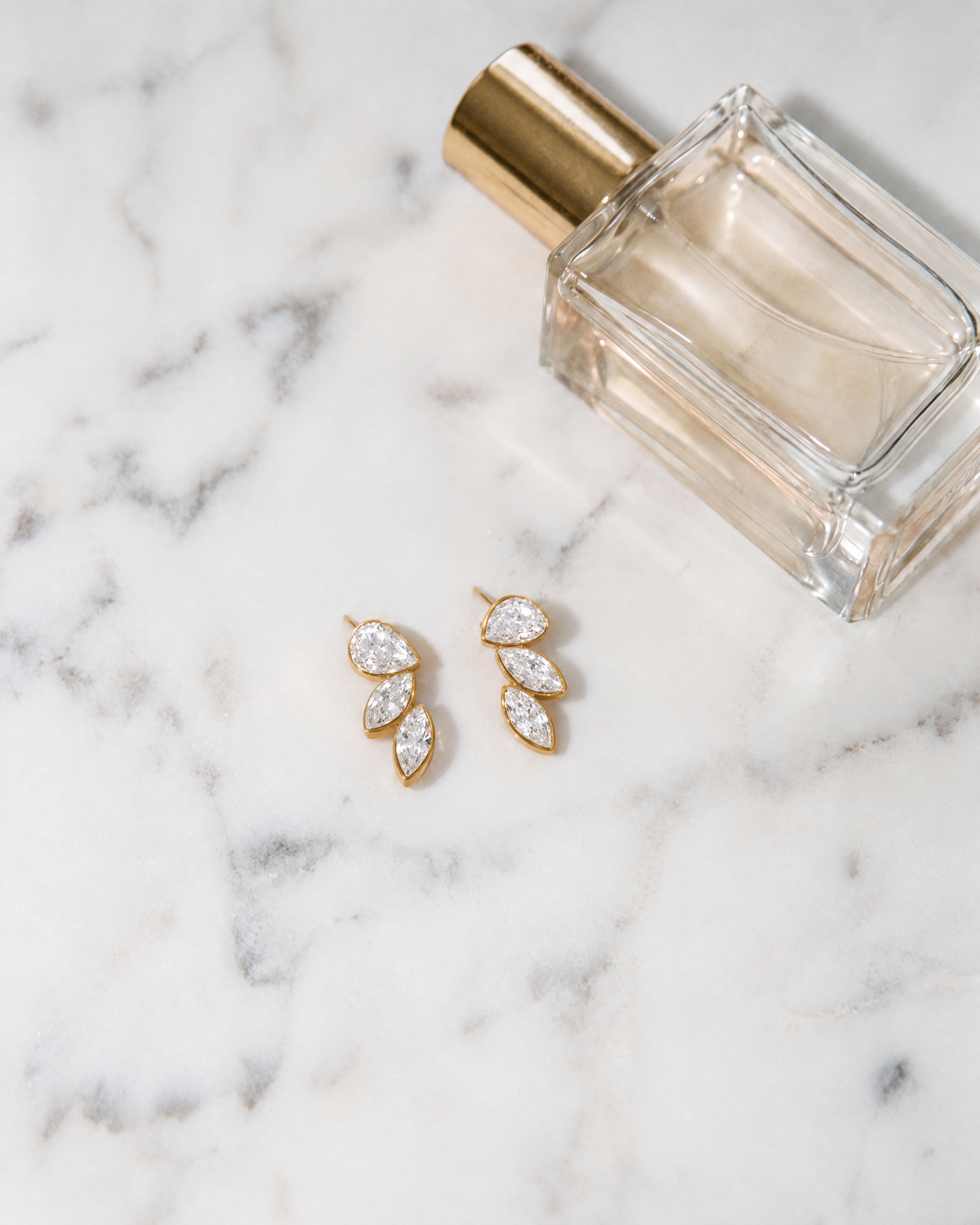 Liliane Petal Studs, 18k gold-plated, flatlay