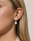 Lisette Drop Earrings, silver, on model